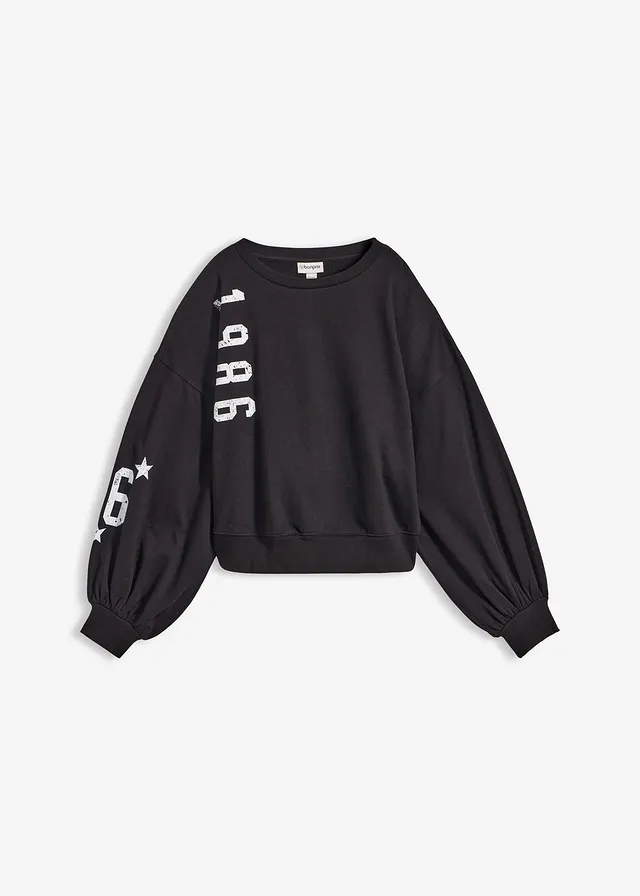 Oversized sweater van biologisch katoen, Kleur: zwart/wit