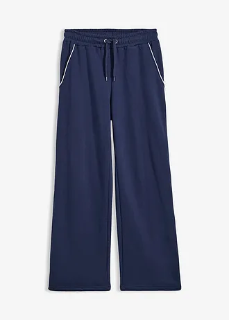 Sweatpants van een katoenmix, Kleur: donkerblauw/lichtblauw