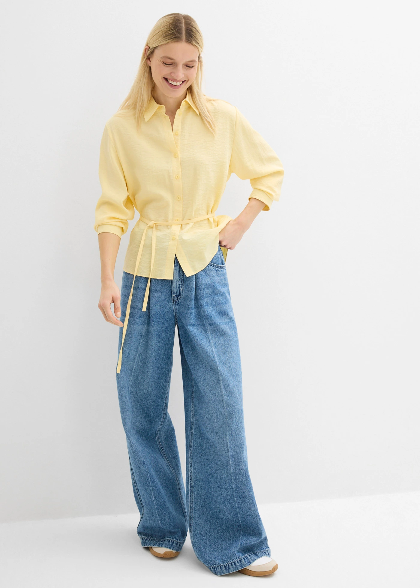 Overhemdblouse van een soepele viscosemix • lichtgeel • bonprix online shop