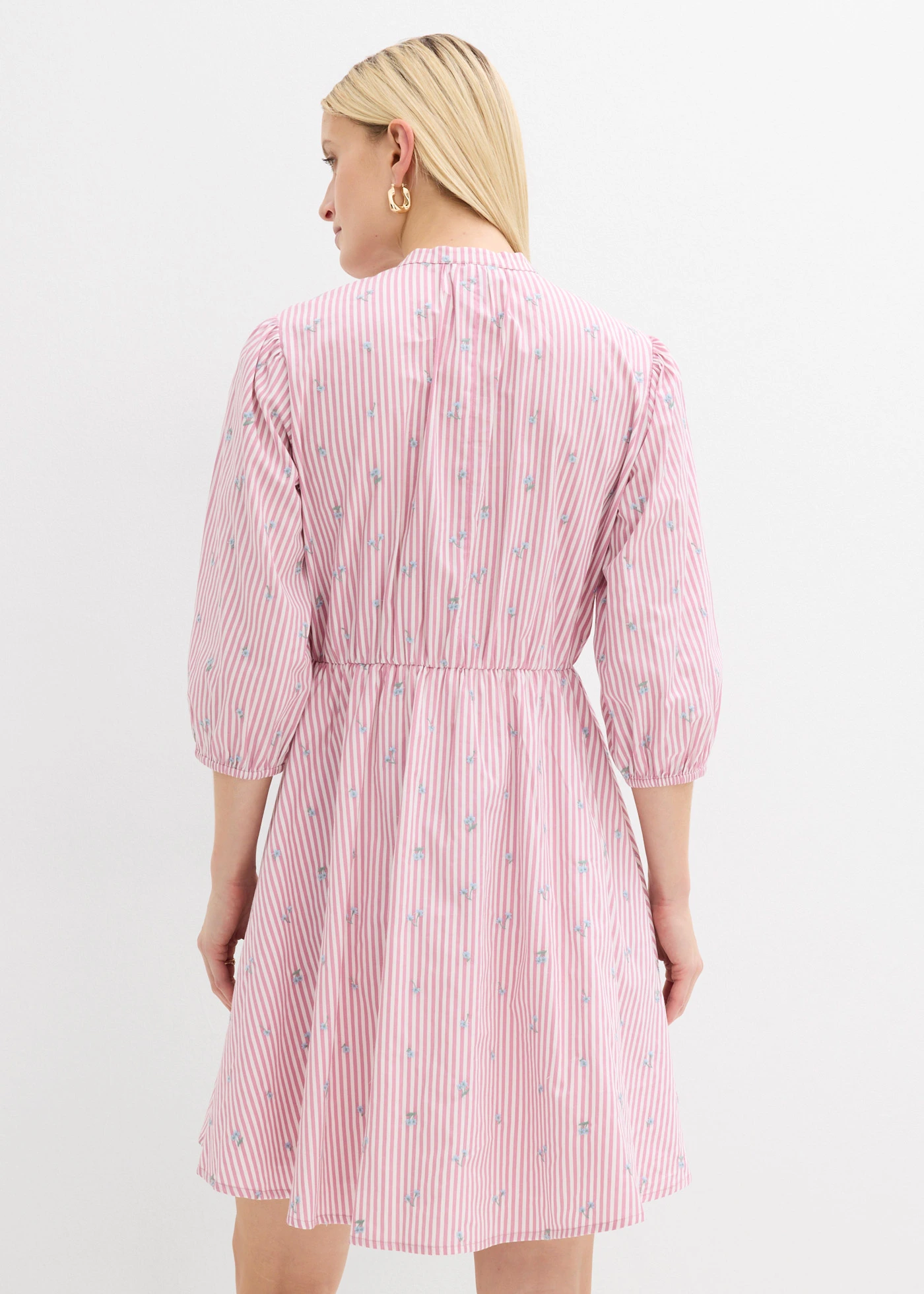 Sukienka mini z czystej bawełny • róż malwowy-biały w paski • sklep bonprix