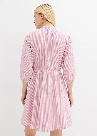 Robe courte 100% coton, Couleur: mauve-blanc rayé