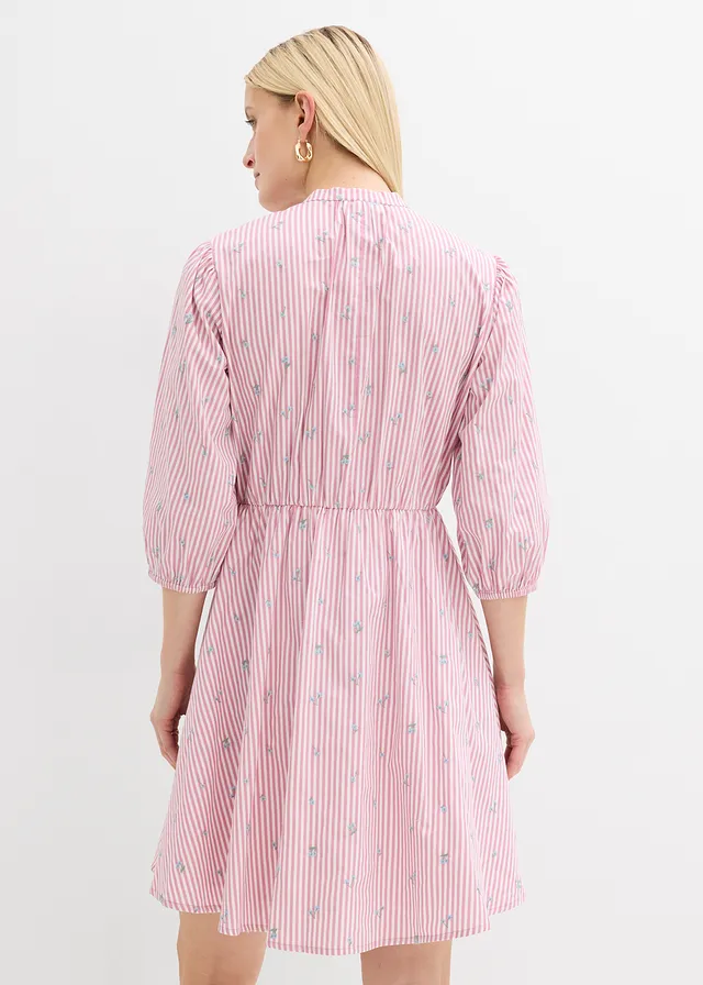 Mini jurk van katoen • mauve-wit gestreept • product-page.page-title-suffix