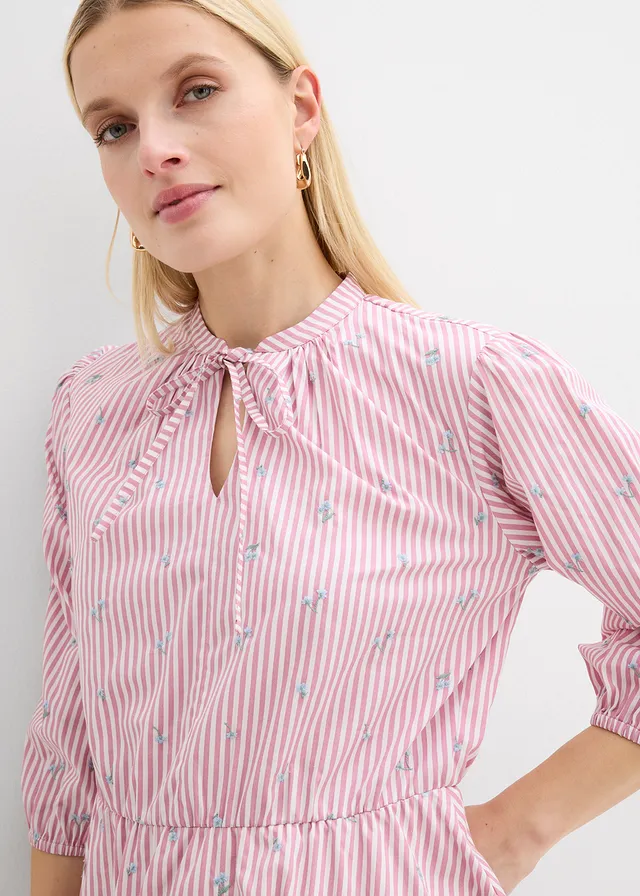 Mini jurk van katoen • mauve-wit gestreept • product-page.page-title-suffix