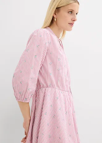 Mini ruha tiszta pamutból • mályva-fehér csíkos • bonprix áruház