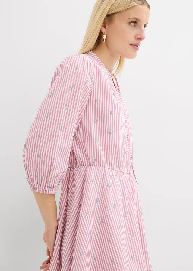 Mini jurk van katoen • mauve-wit gestreept • product-page.page-title-suffix