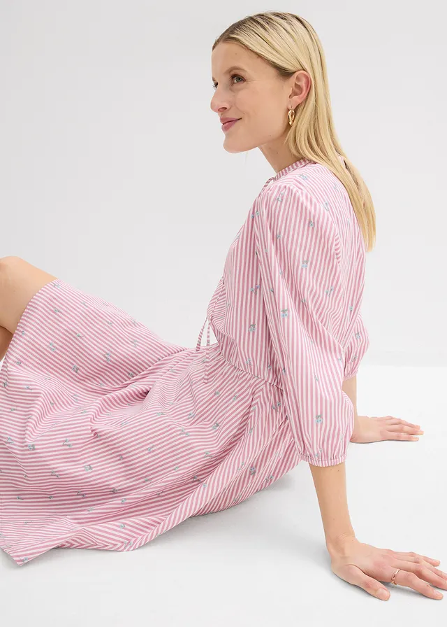 Mini jurk van katoen • mauve-wit gestreept • product-page.page-title-suffix