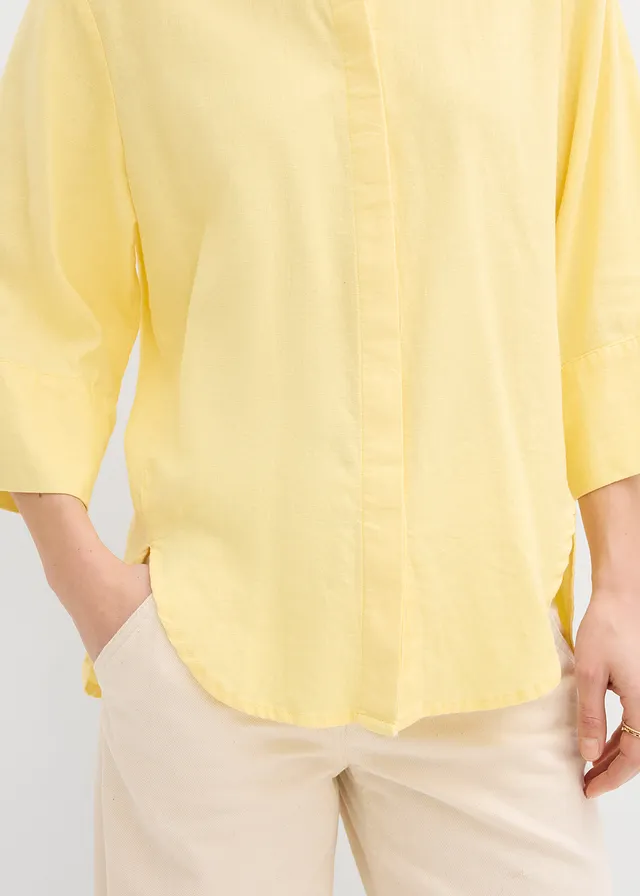 Overhemdblouse in een koele linnenmix • lichtgeel • product-page.page-title-suffix