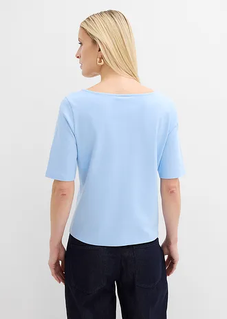 T-shirt z grubej bawełny organicznej, kolor: jasnoniebieski