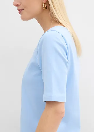 T-shirt z grubej bawełny organicznej • jasnoniebieski • sklep bonprix