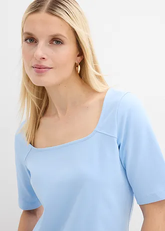 T-shirt z grubej bawełny organicznej • jasnoniebieski • sklep bonprix