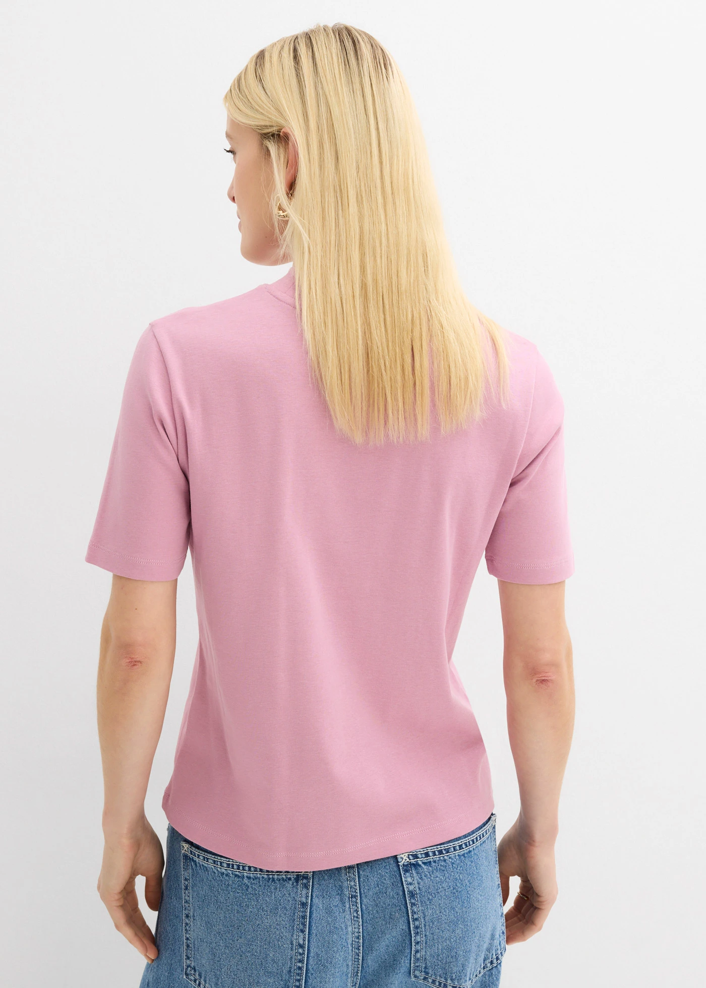 T-shirt z prążkowanej bawełny • róż malwowy • sklep bonprix