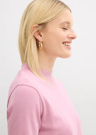 T-shirt z prążkowanej bawełny • róż malwowy • sklep bonprix