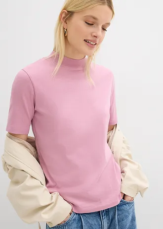 T-shirt côtelé 100% coton • mauve • Boutique bonprix