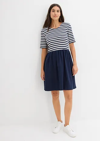 Shirtjurk van puur katoen • donkerblauw/wolwit gestreept • bonprix online shop