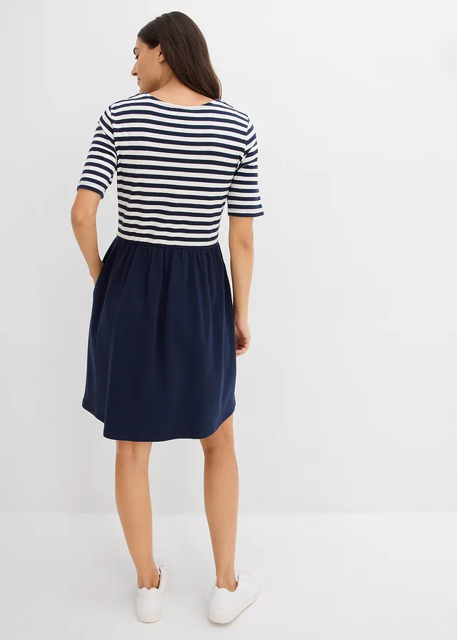 Shirtjurk van puur katoen, Kleur: donkerblauw/wolwit gestreept