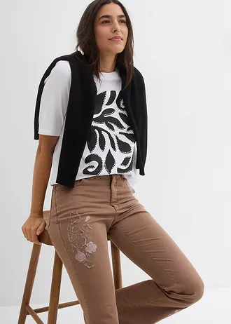 Jean bootcut avec broderies • marron • Boutique bonprix