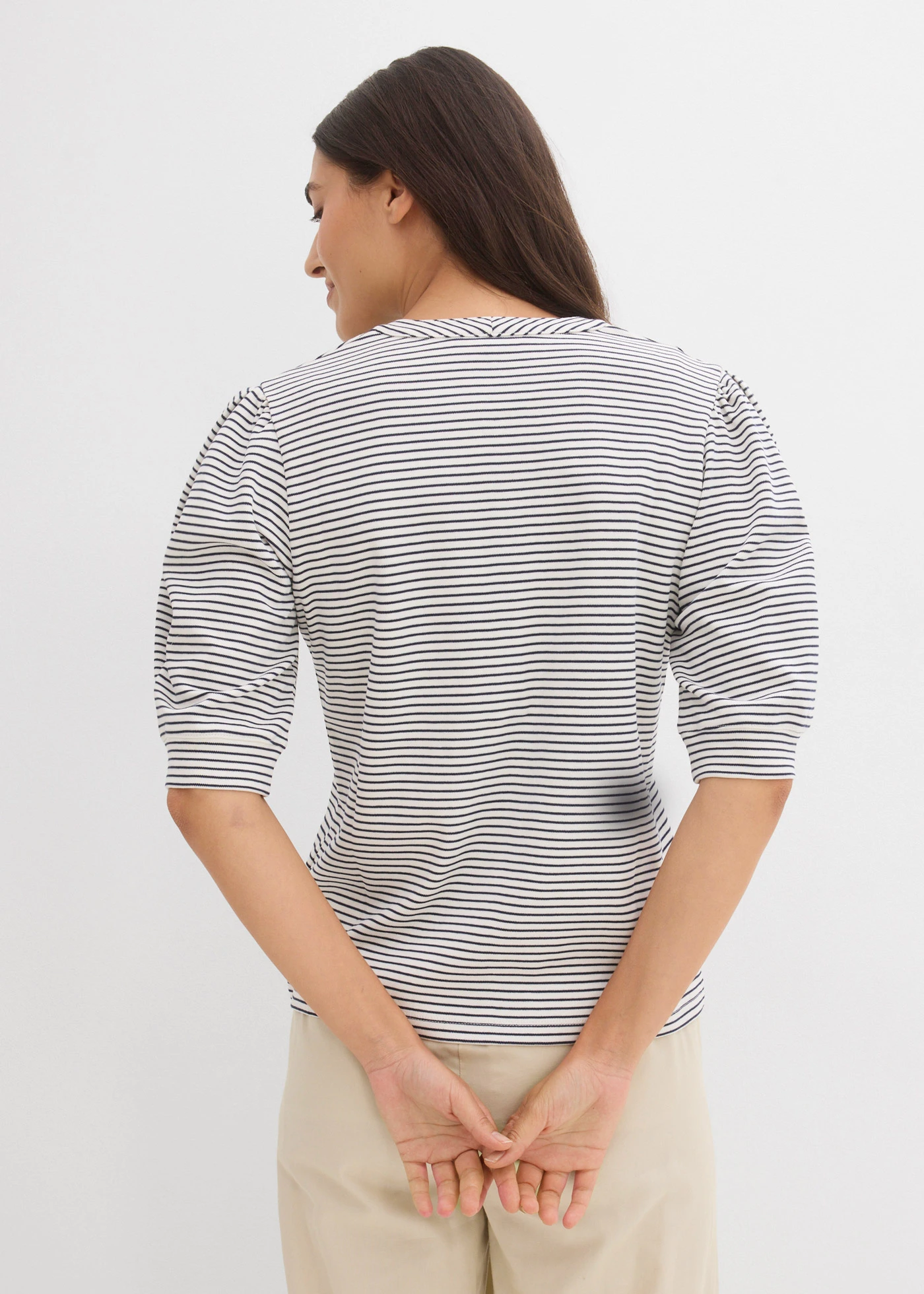 Shirt van puur biologisch katoen • parelwit/donkerblauw gestreept • bonprix online shop