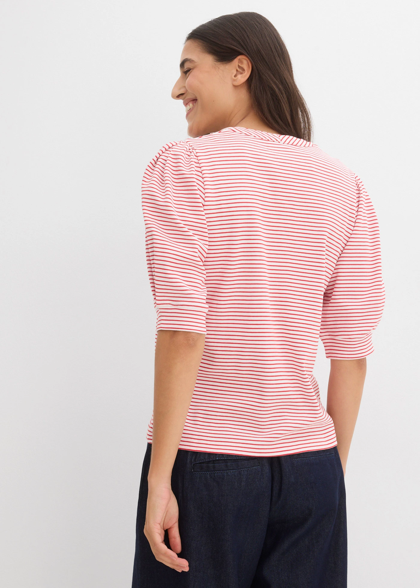 Shirt van puur biologisch katoen • wit-aardbeirood gestreept • bonprix online shop