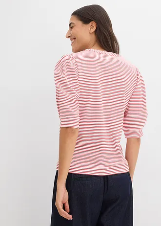 Shirt van puur biologisch katoen • wit-aardbeirood gestreept • bonprix online shop