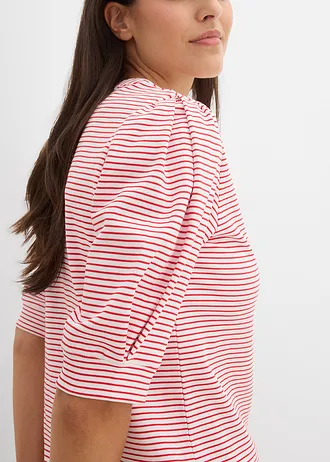 Bluză tricot din bumbac organic 100% • alb-roșu-căpșună cu dungi • magazin bonprix