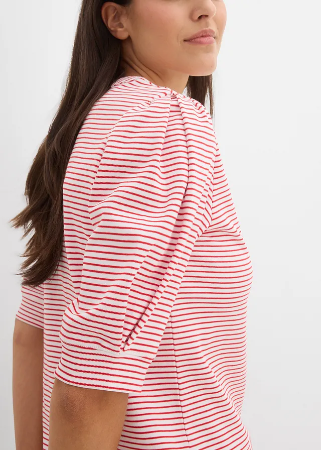 T-shirt 100% coton • blanc/fraise rayé • product-page.page-title-suffix