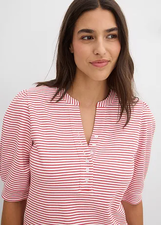 Shirt van puur biologisch katoen • wit-aardbeirood gestreept • bonprix online shop