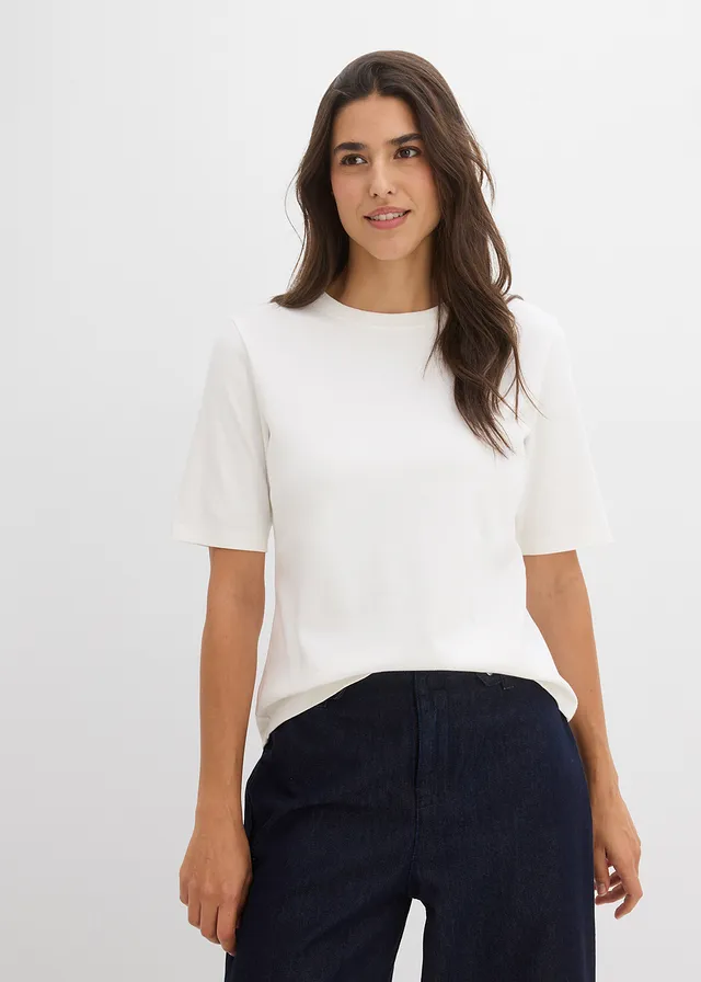 T-shirt en coton épais, Couleur: blanc nacré