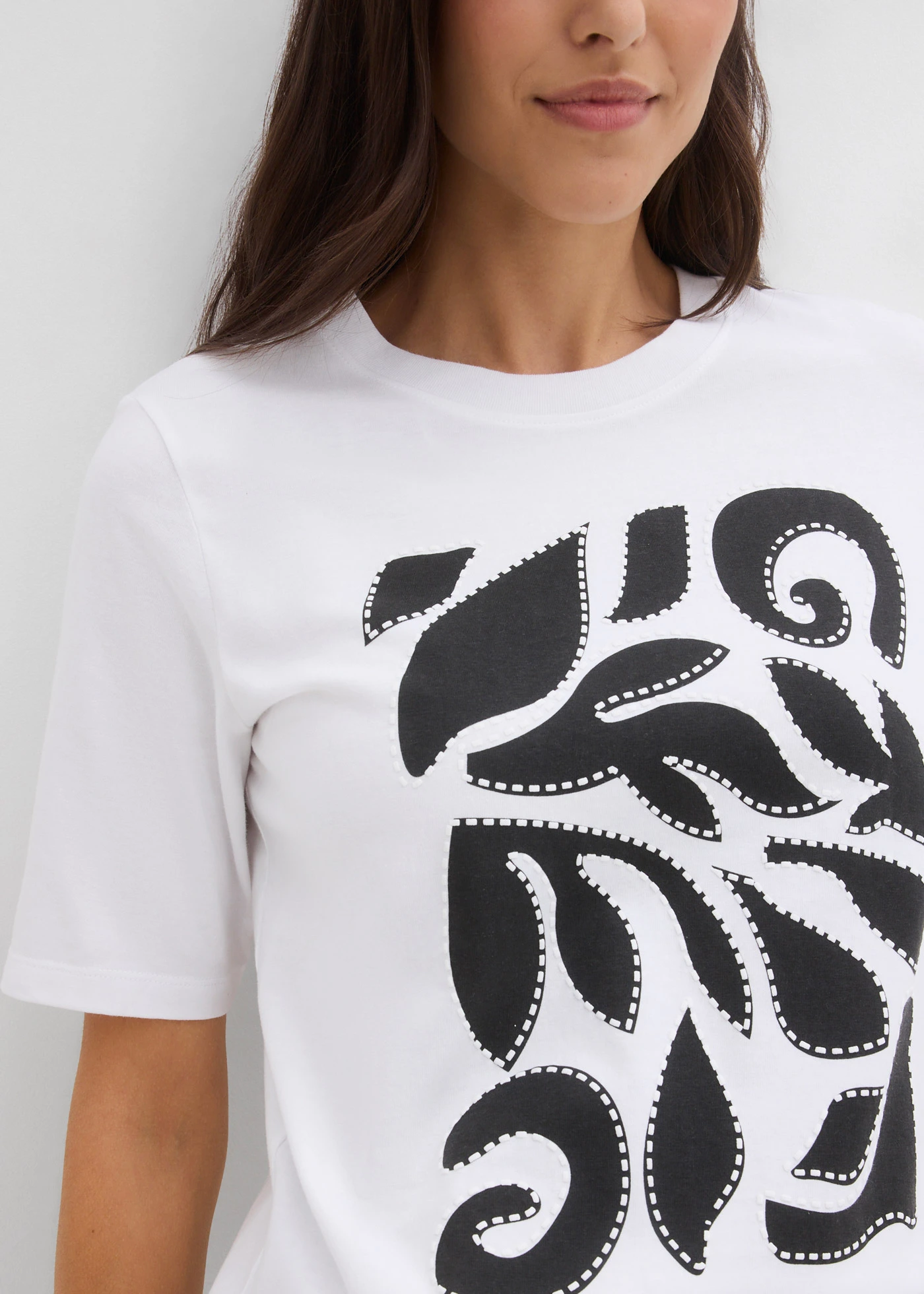 T-shirt 100% coton • blanc-noir imprimé • Boutique bonprix