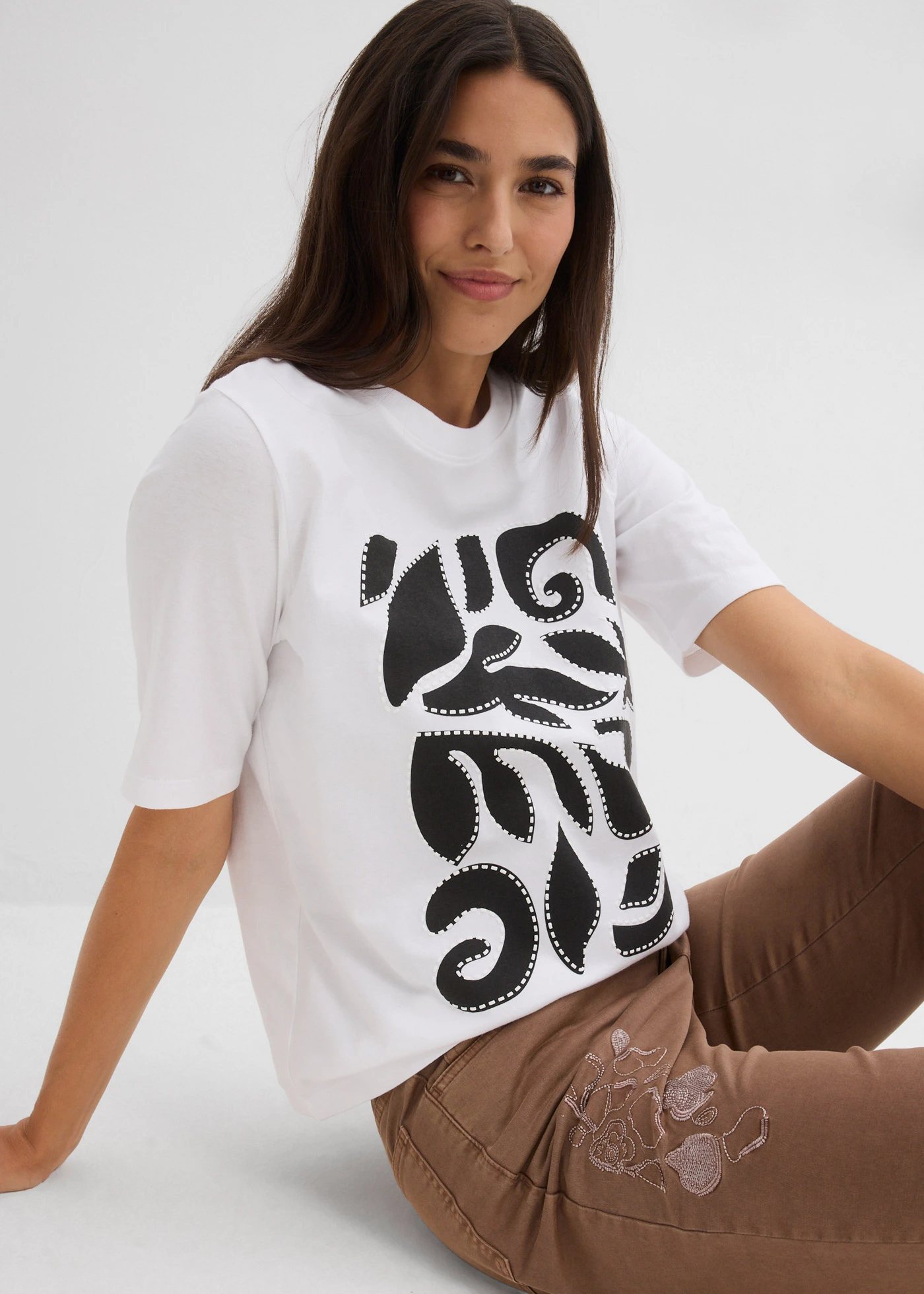Tricou din bumbac organic 100% • alb-negru, cu imprimeu • magazin bonprix