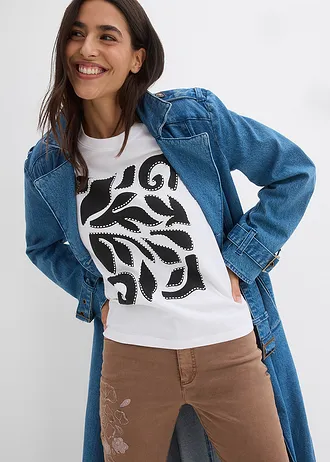 Shirt van puur katoen • wit-zwart met print • bonprix online shop