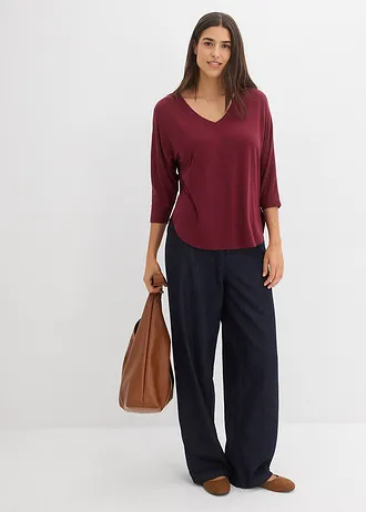 T-shirt manches 3/4 en viscose extensible • rouge érable • Boutique bonprix