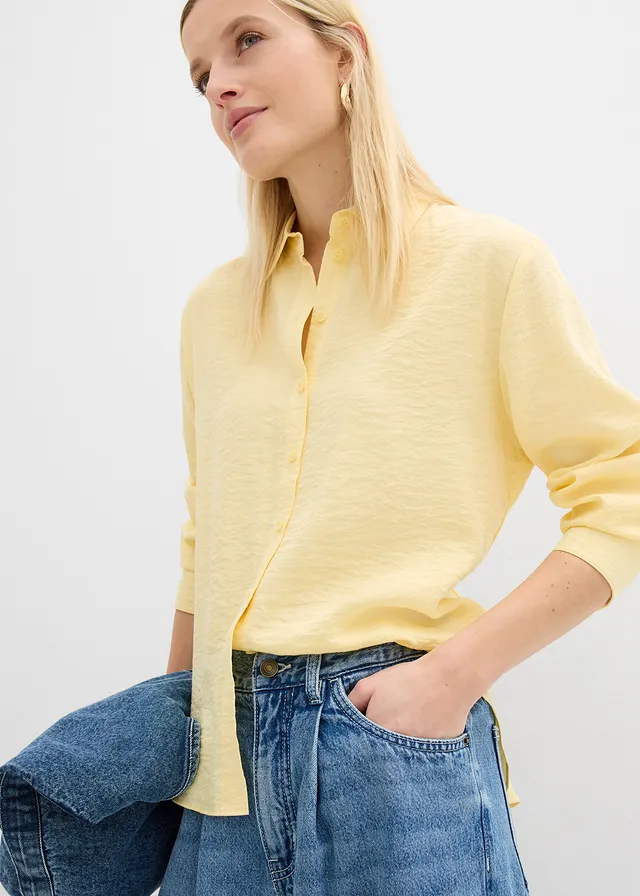 Blugi Super Wide, în stil palazzo, din bumbac • albastru denim uzat • magazin bonprix