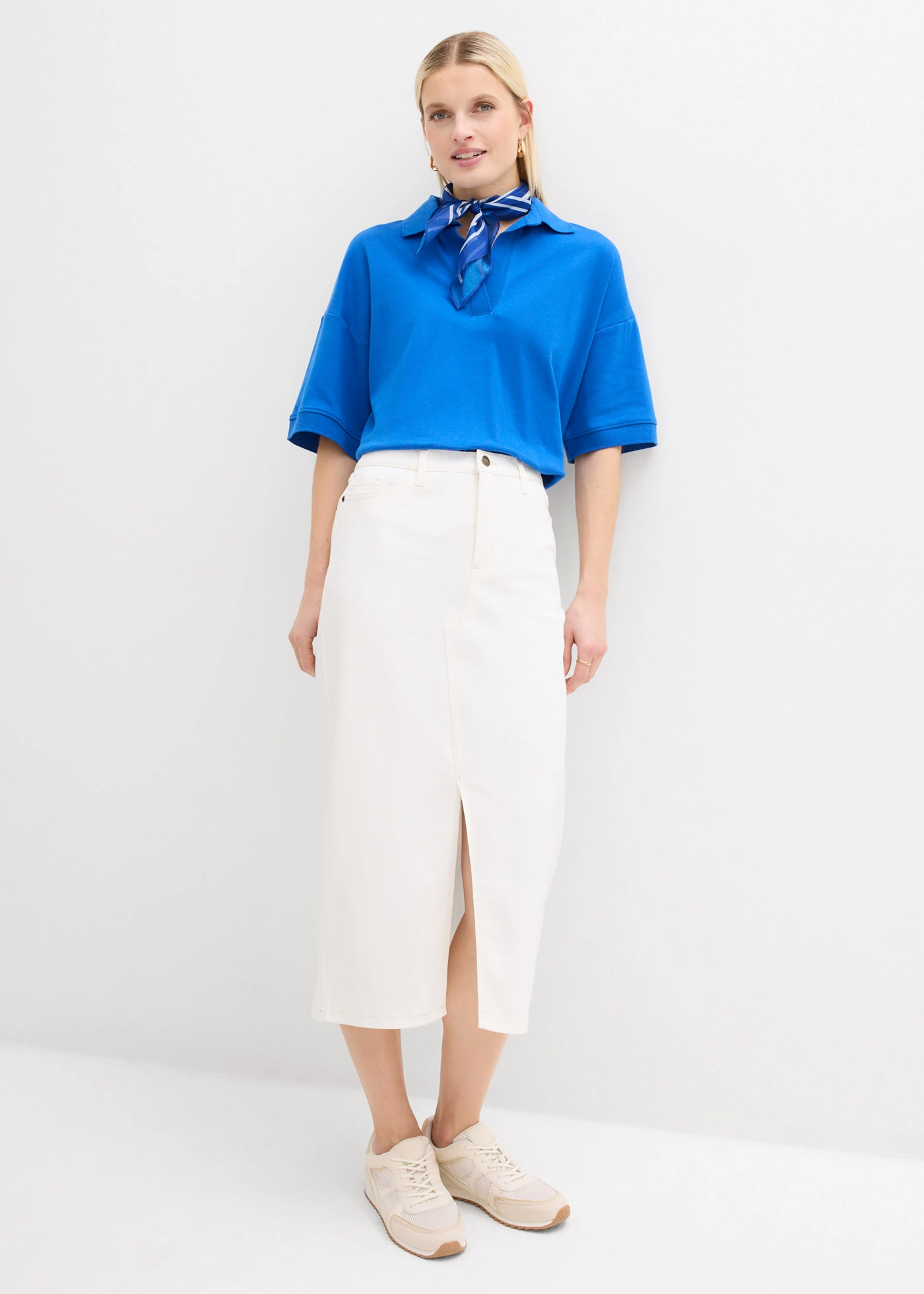 Fustă midi de blugi • ecru • magazin bonprix