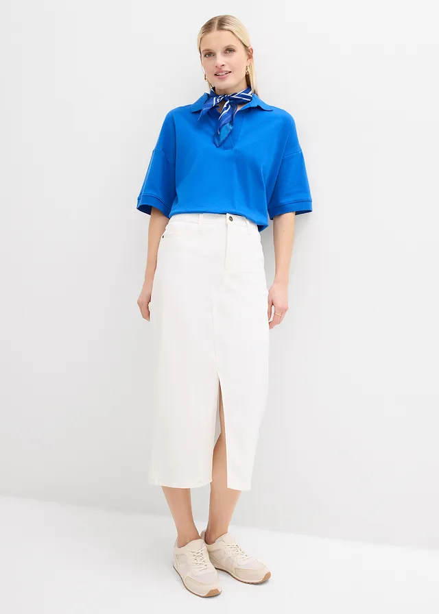 Spódnica dżinsowa midi niebieski arktyczny