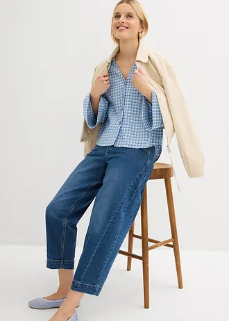 Jean barrel taille mi-haute, cropped • bleu denim used • Boutique bonprix