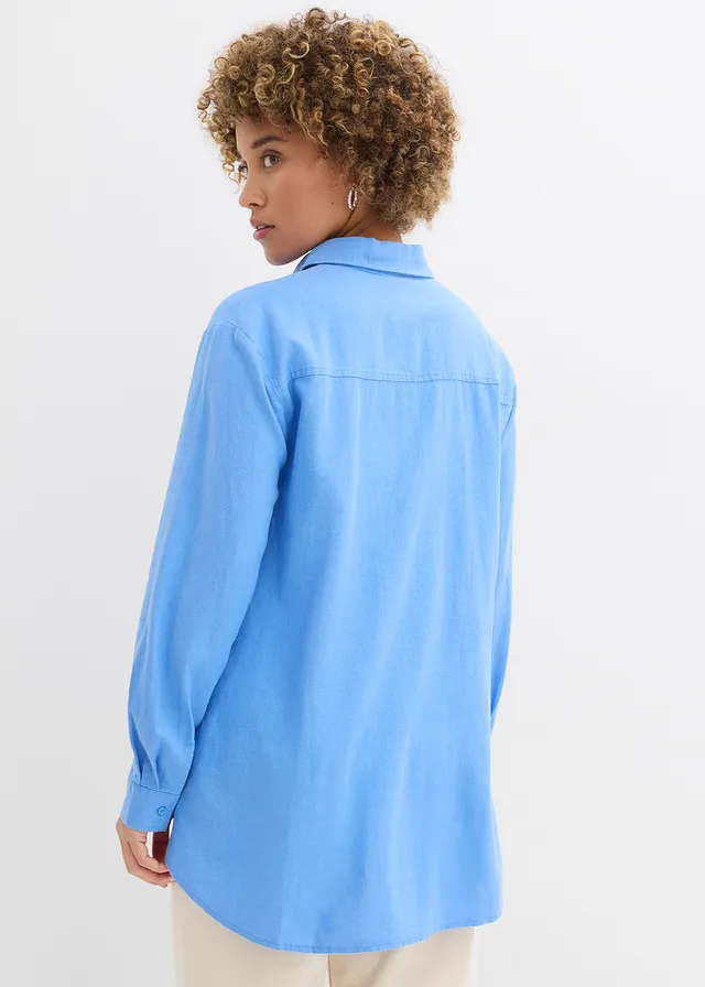 Oversize halenka ze lněné směsi • světle modrá • bonprix obchod