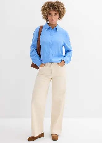 Oversize halenka ze lněné směsi • světle modrá • bonprix obchod