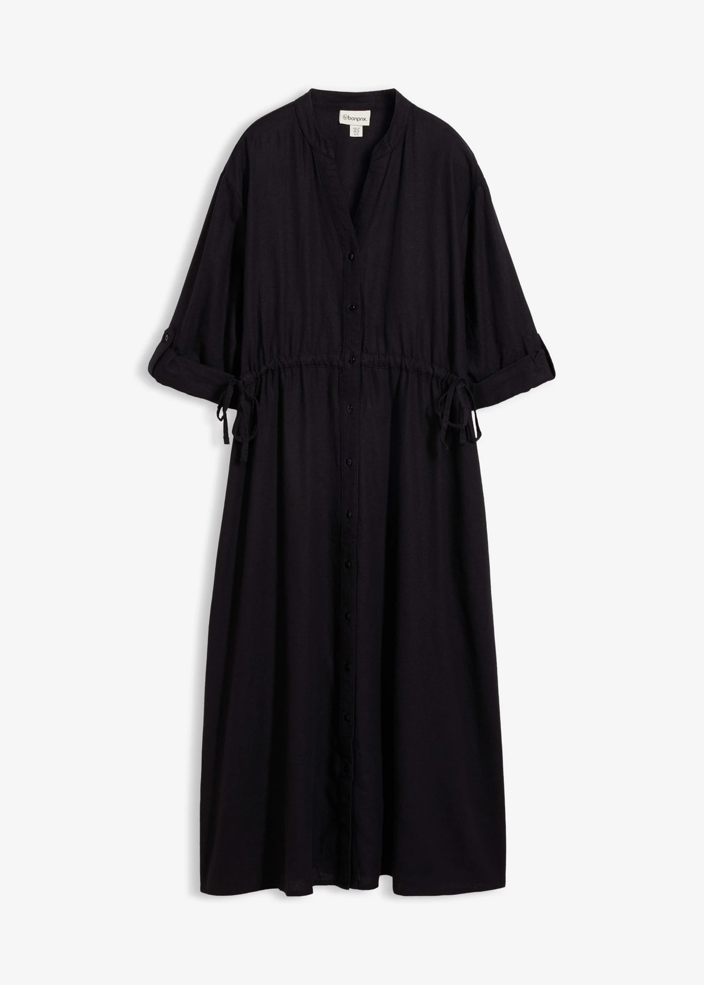 Midi jurk van een linnenmix • zwart • bonprix online shop