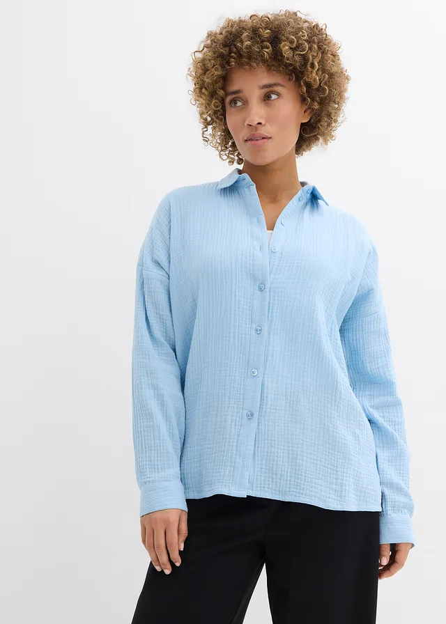 Chemisier en gaze de coton, Couleur: bleu clair used