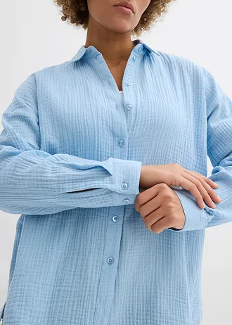 Chemisier en gaze de coton • bleu clair used • Boutique bonprix