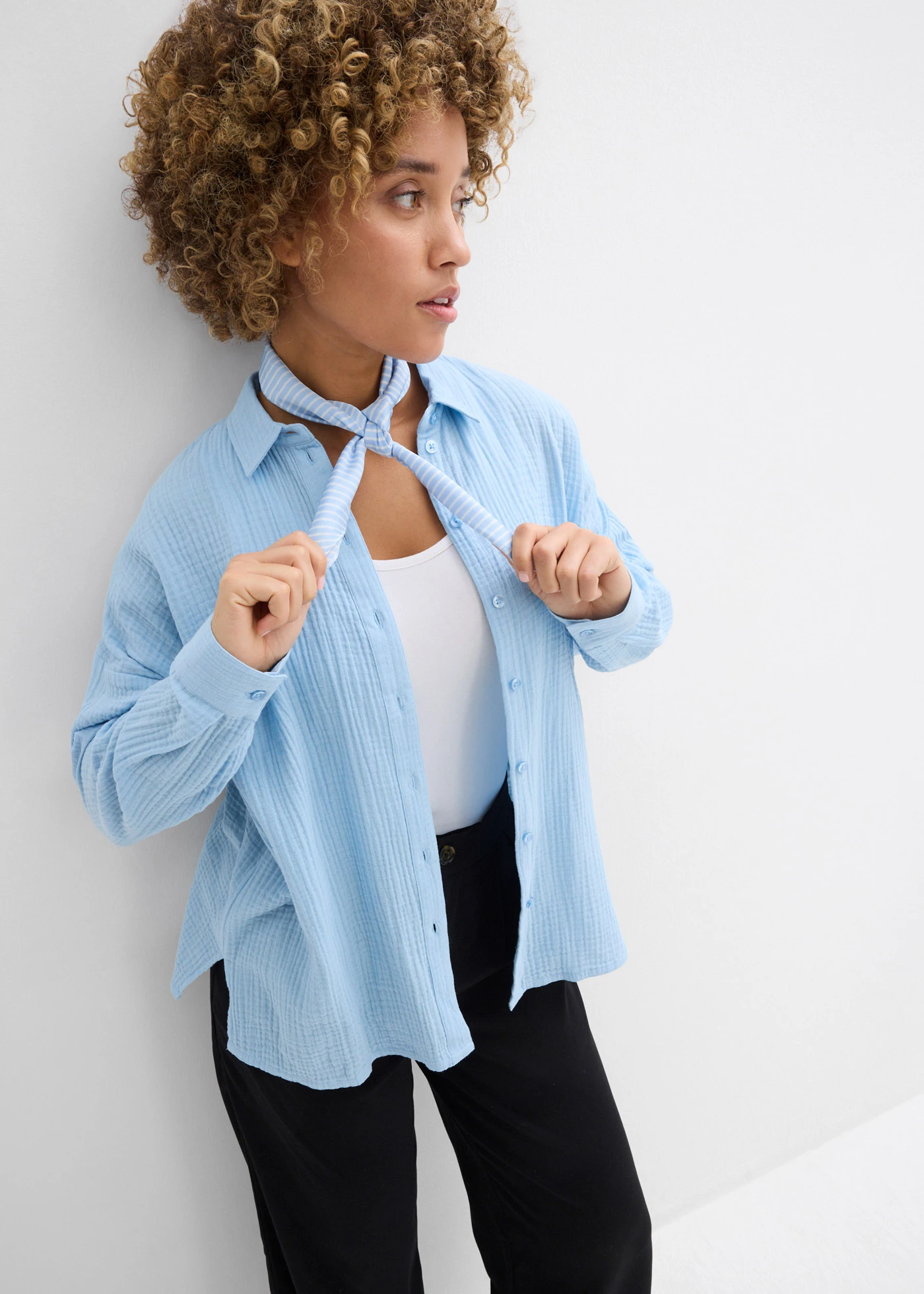 Chemisier en gaze de coton • bleu clair used • Boutique bonprix