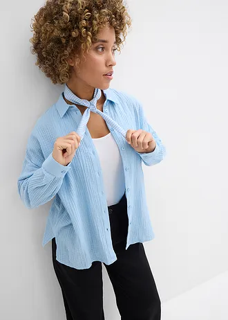 Chemisier en gaze de coton • bleu clair used • Boutique bonprix