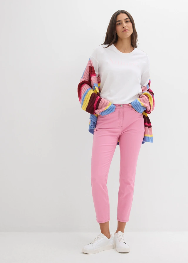 7/8 strečové kalhoty, High Waist • kouřová orchidej • bonprix obchod