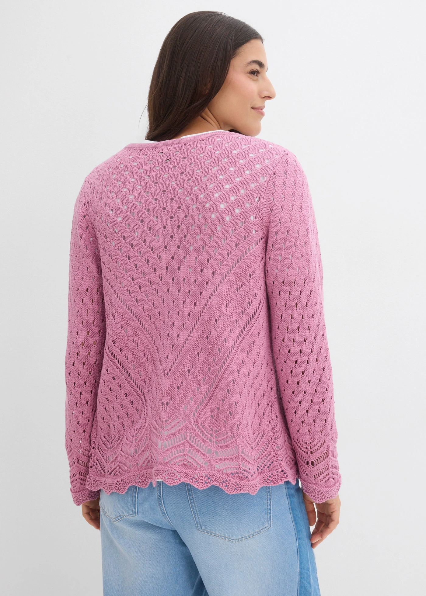 Cardigan ajouré 100% coton • mauve • Boutique bonprix