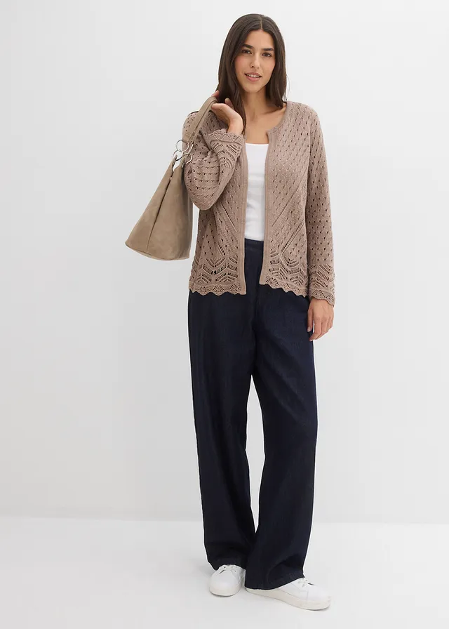 Ajour vest van puur katoen • taupe • product-page.page-title-suffix