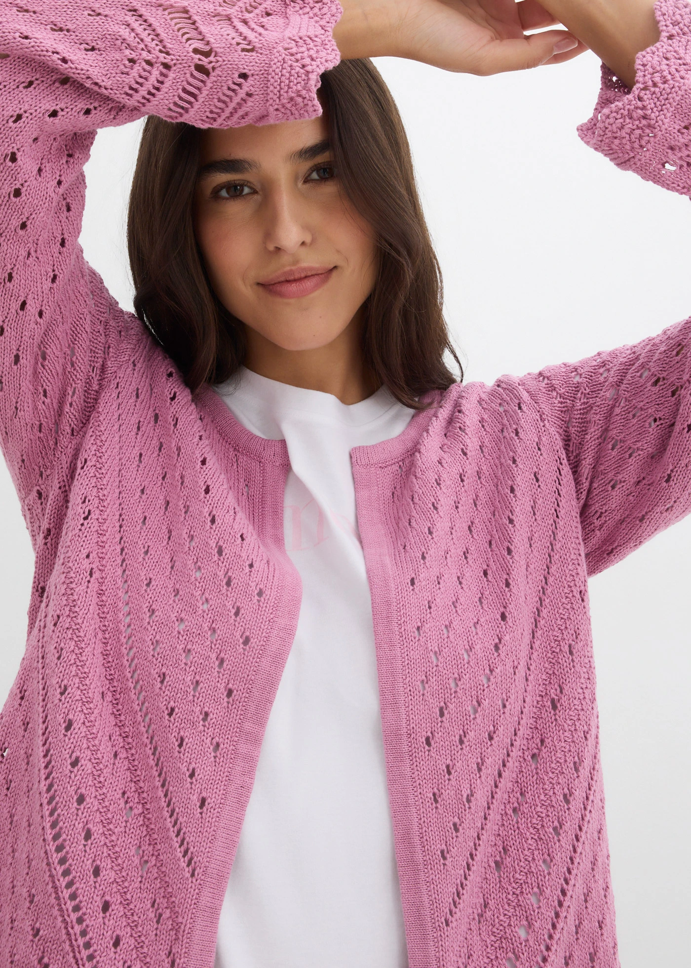 Cardigan ajouré 100% coton • mauve • Boutique bonprix