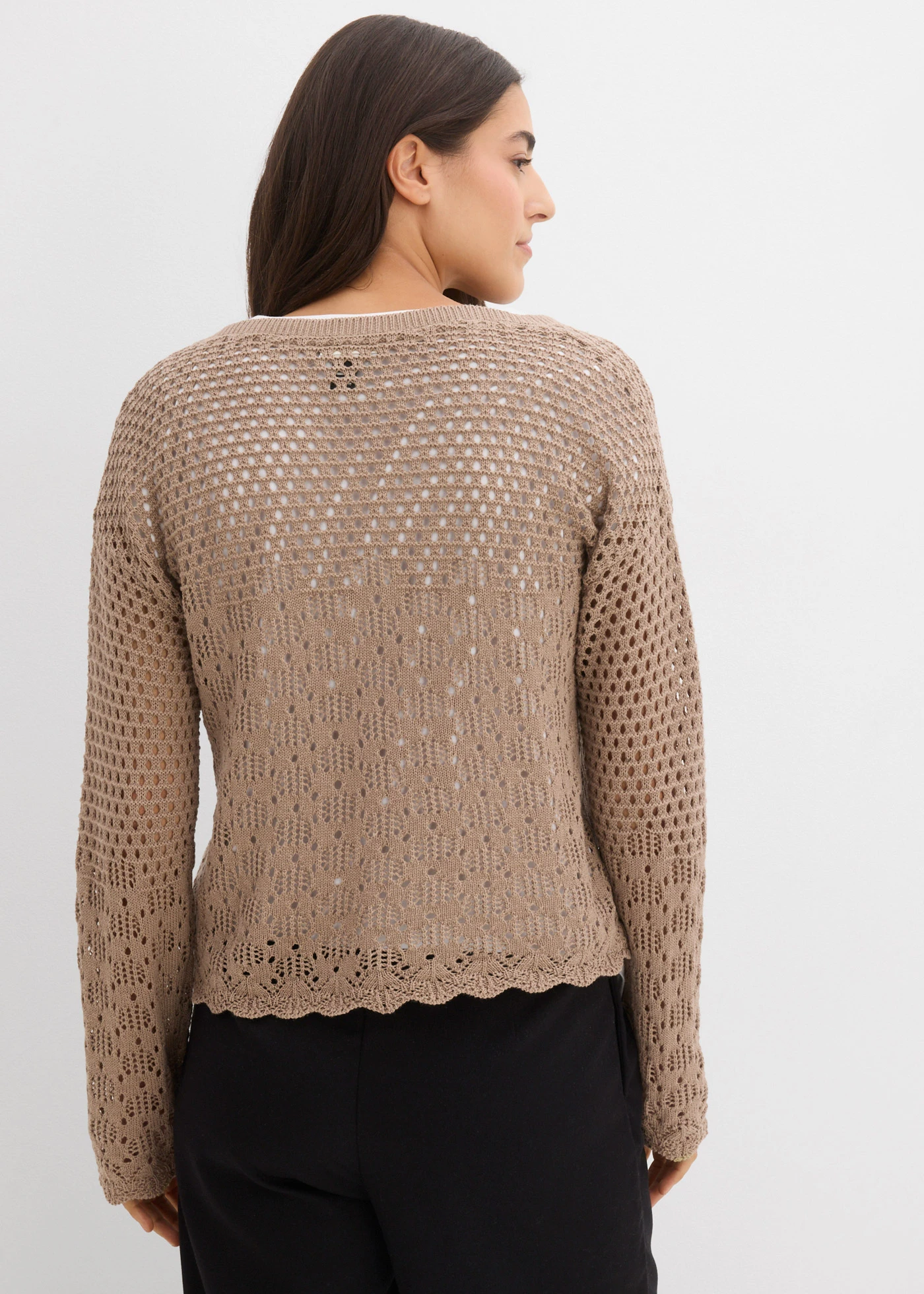 Lichte ajour trui • taupe • bonprix online shop
