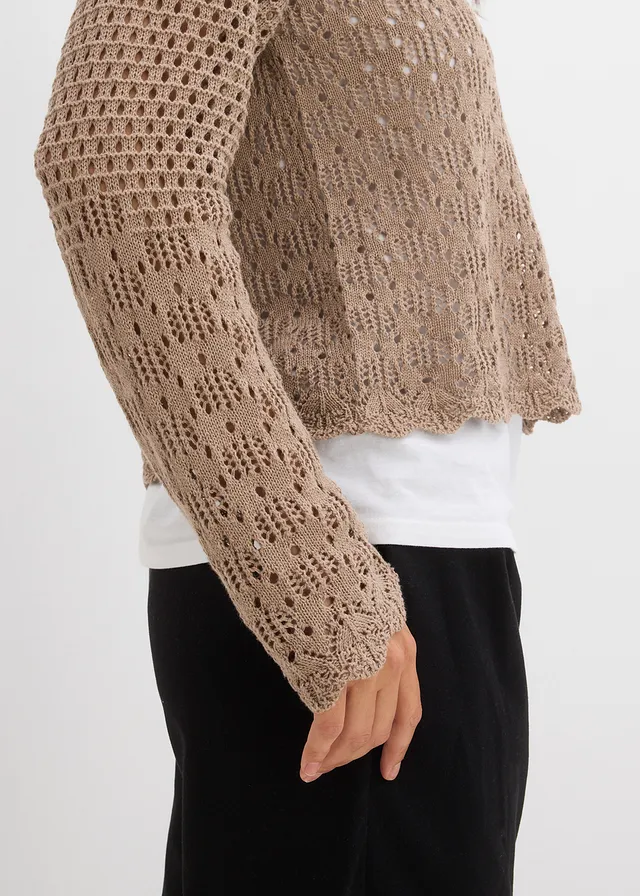 Lichte ajour trui • taupe • product-page.page-title-suffix