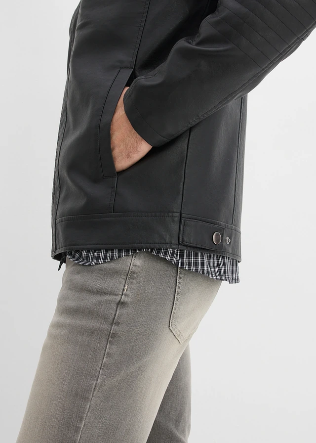 Imitatieleren jack, regular fit • zwart • product-page.page-title-suffix
