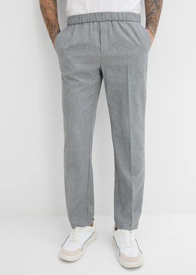 Elegante broek met comfortband, Kleur: grijs gemêleerd